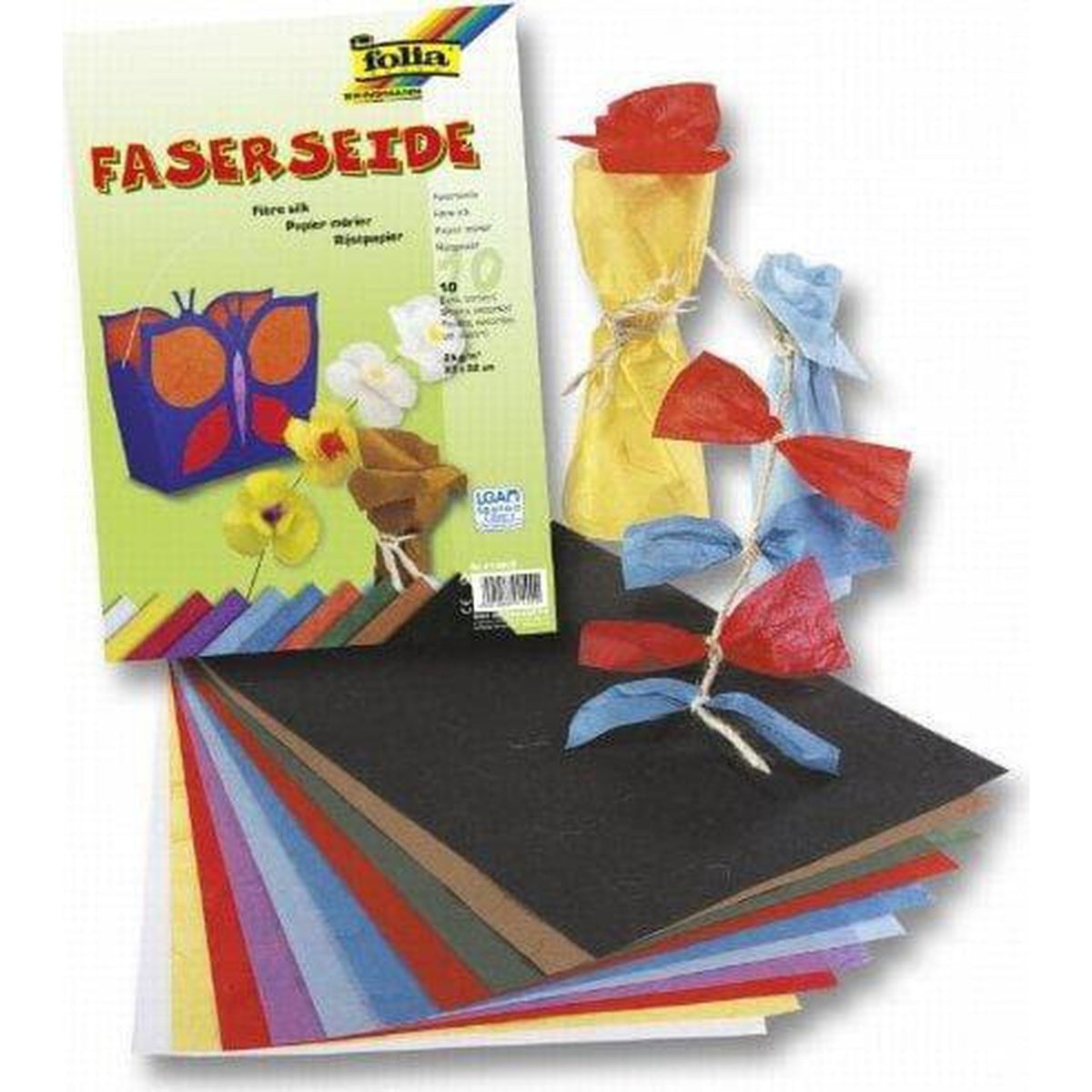 10 Sheets Coloured Fibre Silk Paper - Kids Party Craft