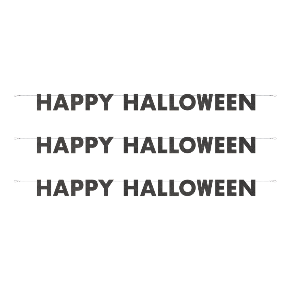 Black Glitter "Happy Halloween" Banner 9 ft