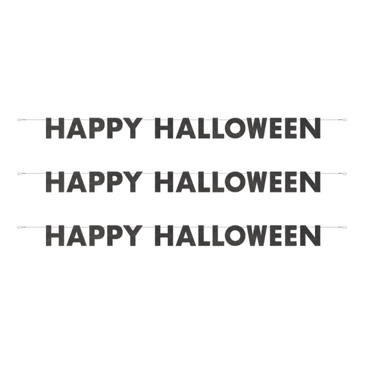 Black Glitter "Happy Halloween" Banner 9 ft