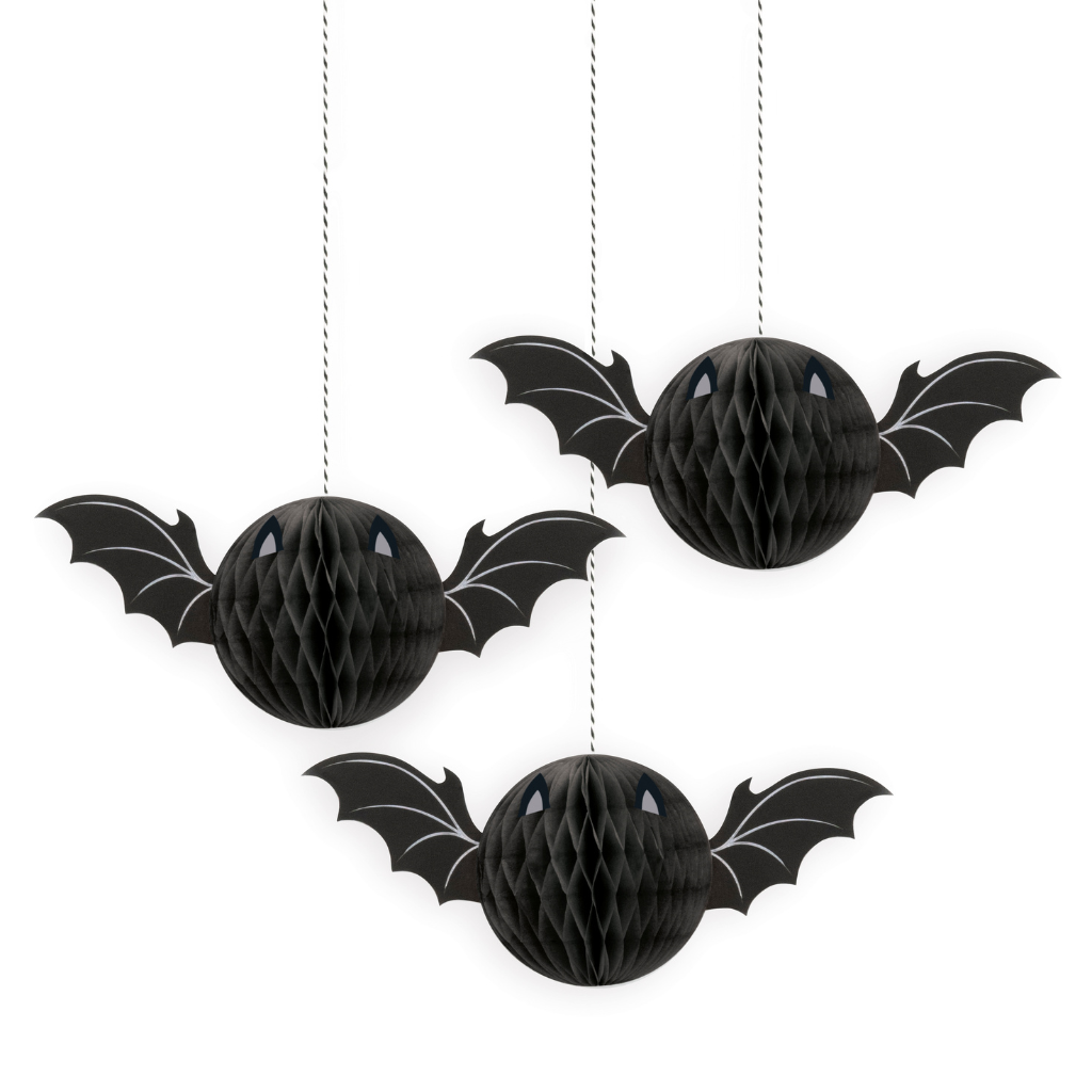 Halloween Bat Honeycomb Hanging Decorations 3pk