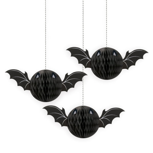 Halloween Bat Honeycomb Hanging Decorations 3pk