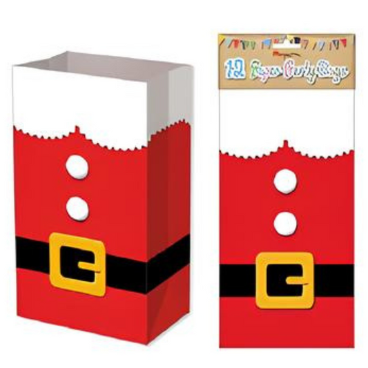 12 Pack Christmas Santa Paper Party Bags