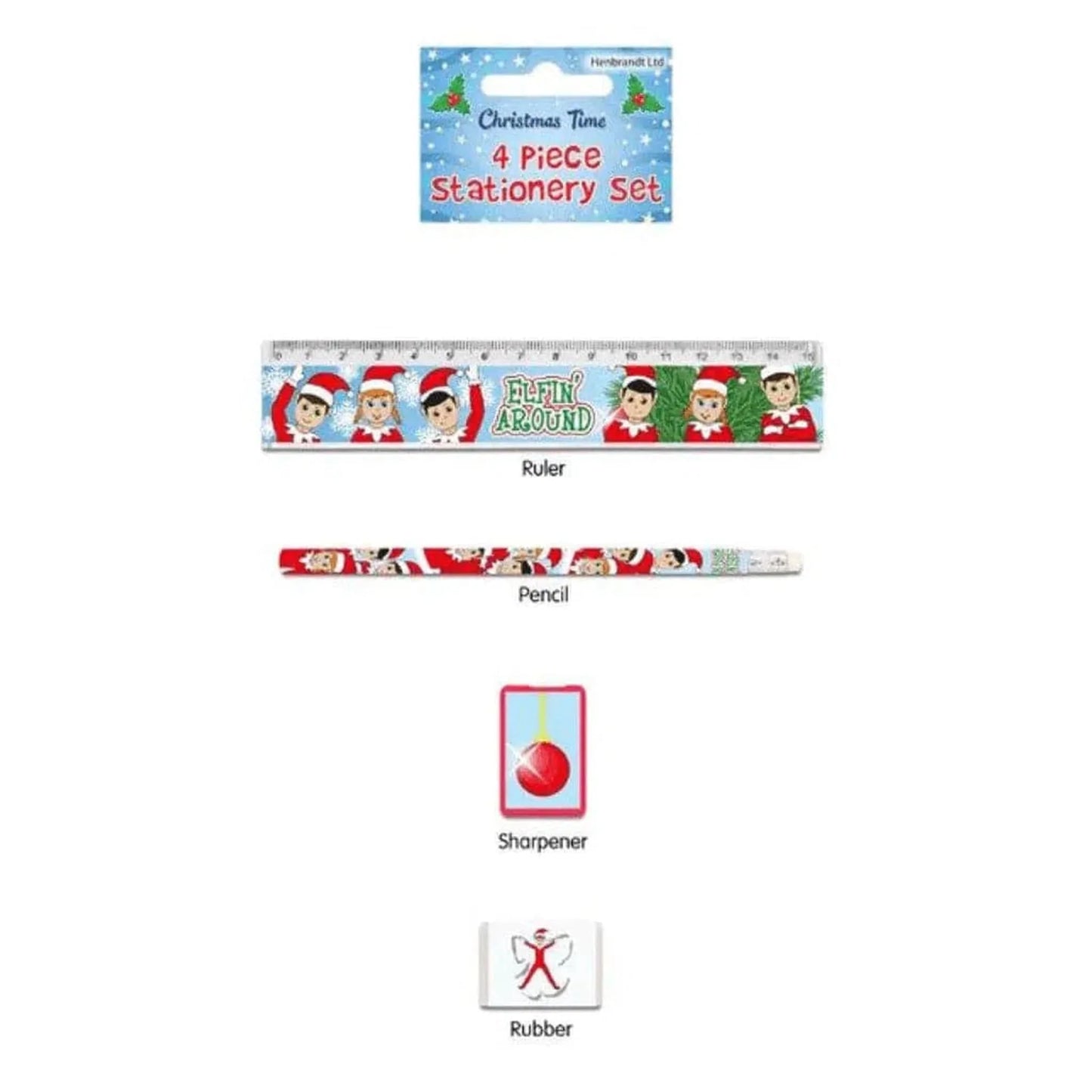 4pc Christmas Elfin Around Stationery Set - Kids Party Craft