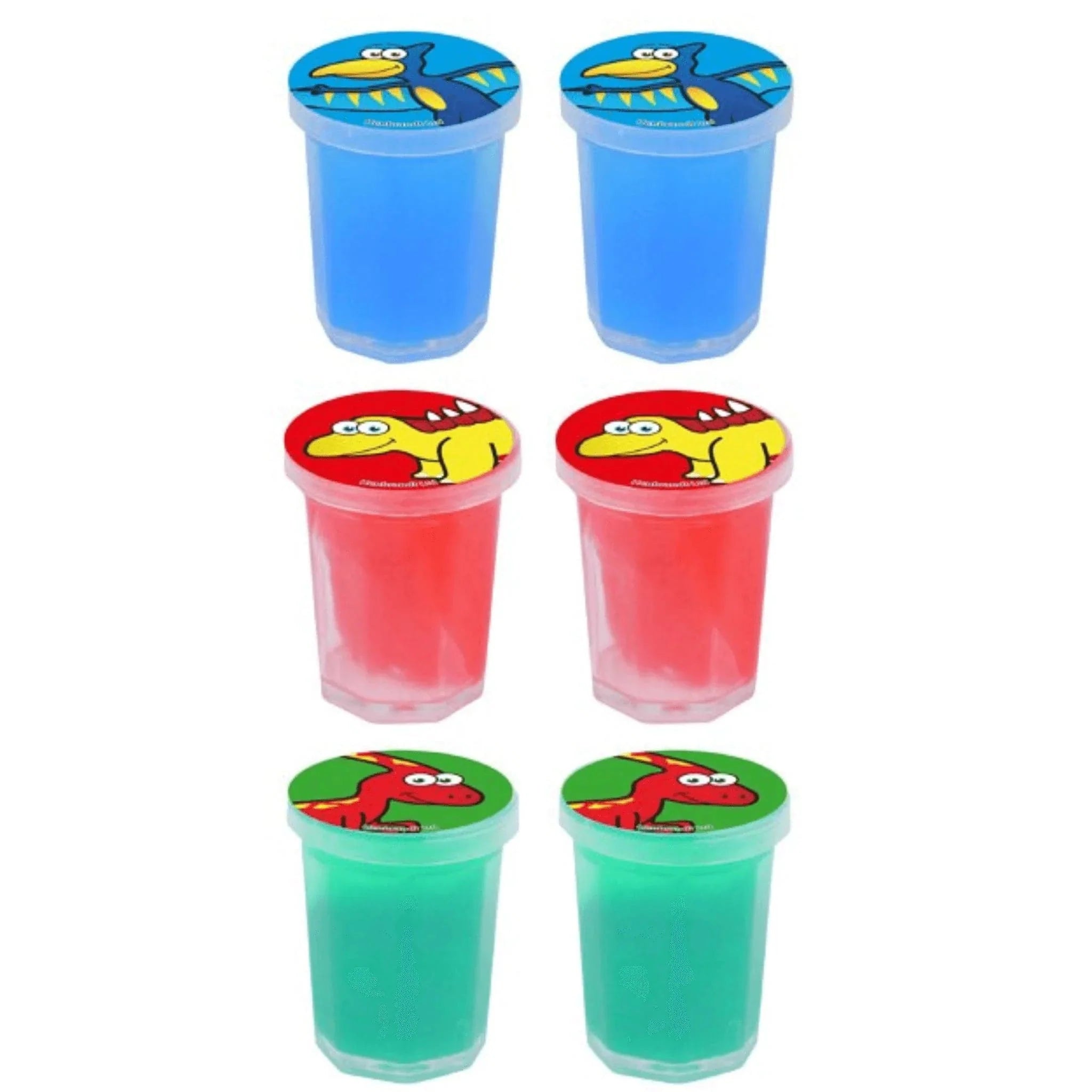 6 Pack Of Dinosaur Mini Slime Tubs - Kids Party Craft