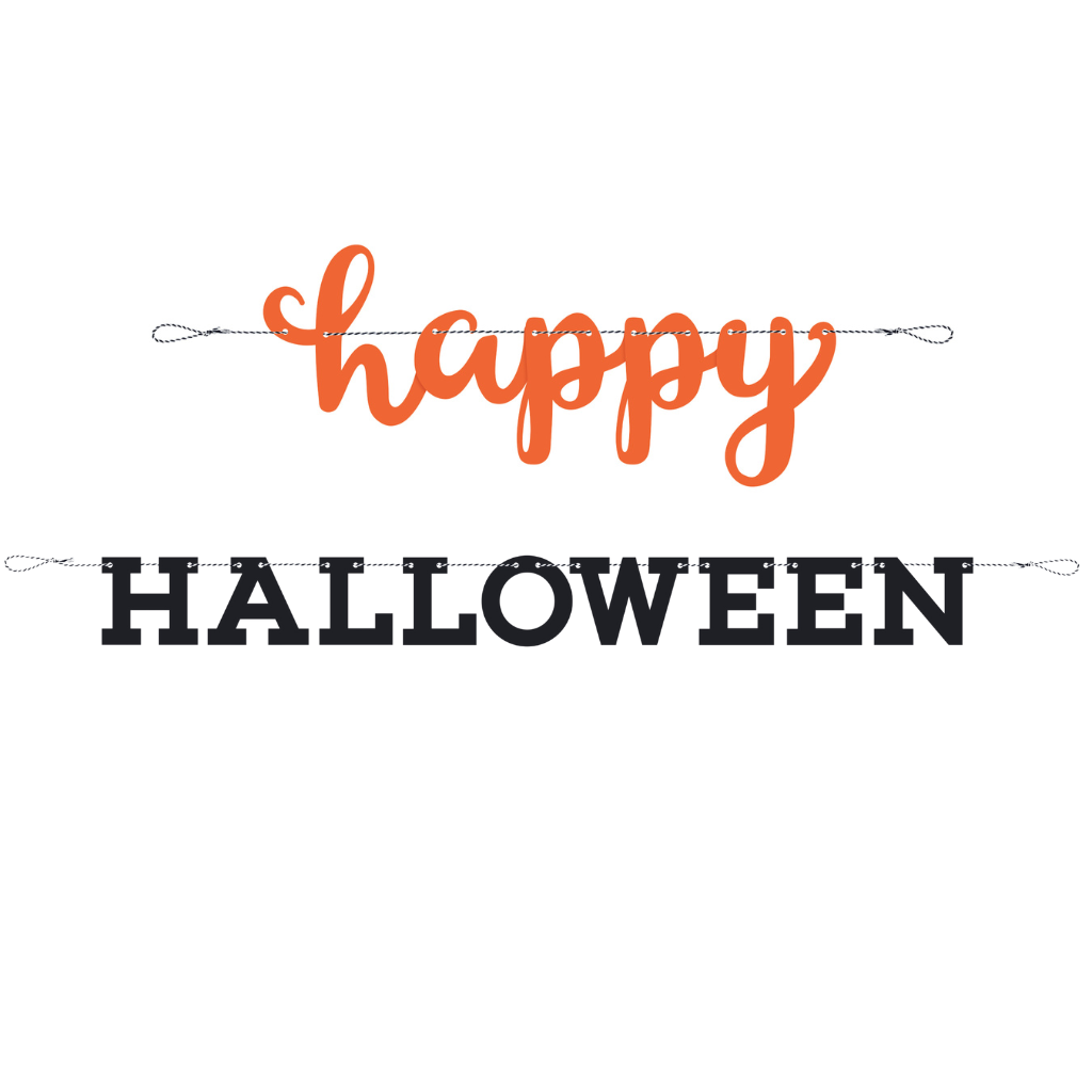 Orange and Black "Happy Halloween" Banner 2pc