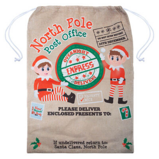 Elf Luxury Printed Jute Sack 70cm x 50cm