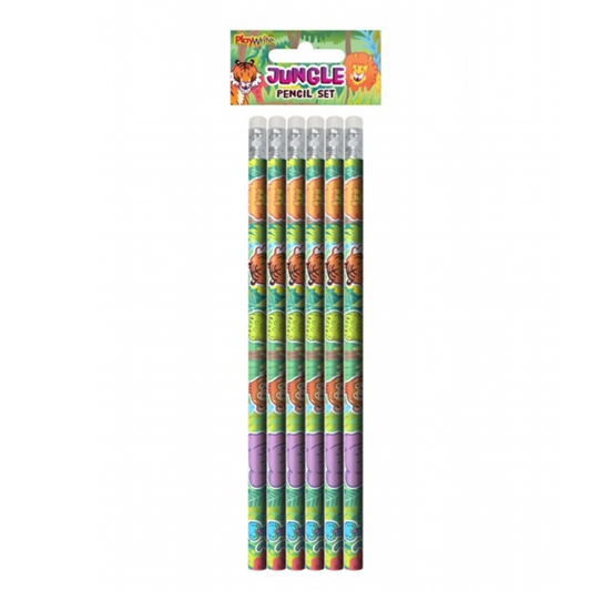 Jungle Animal 6pc Pencil Set 17cm