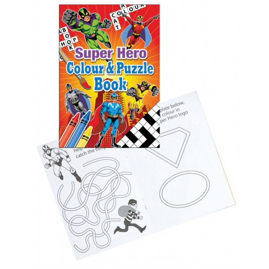 Superhero A6 Colour & Puzzle Book