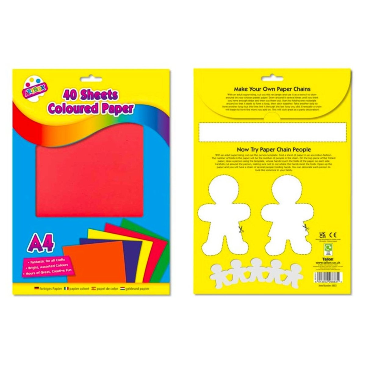 A4 Coloured Paper Sheets (40 Assorted Colours) - Kids Party Craft