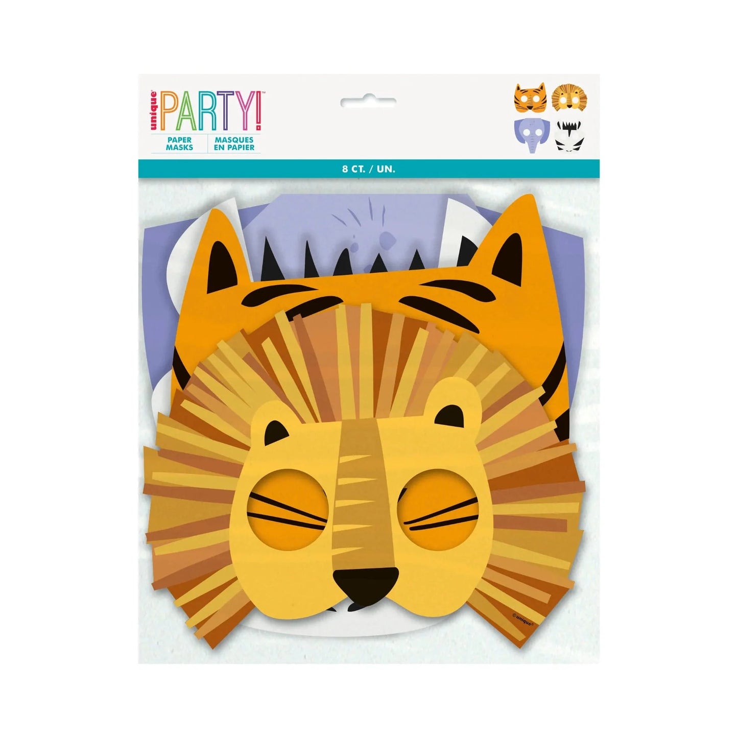 Animal Safari Paper Masks 8pk - Kids Party Craft