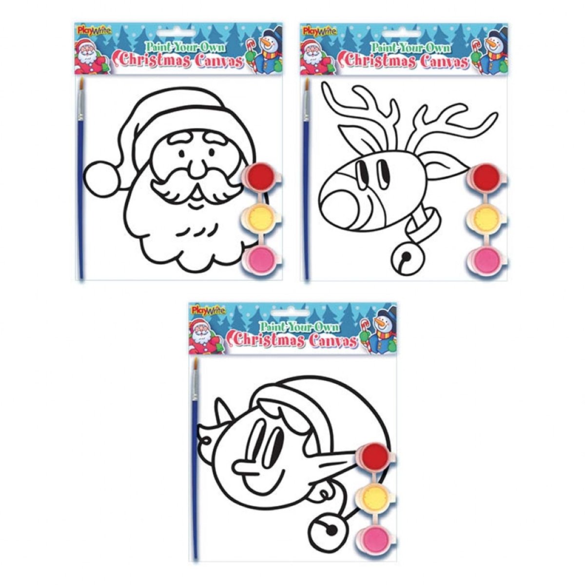 Christmas Paint Your Own Canvas 15cm x 15cm - Kids Party Craft