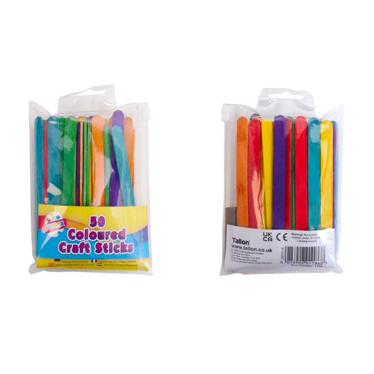 Coloured Craft Sticks (50 Pieces) - Kids Party Craft