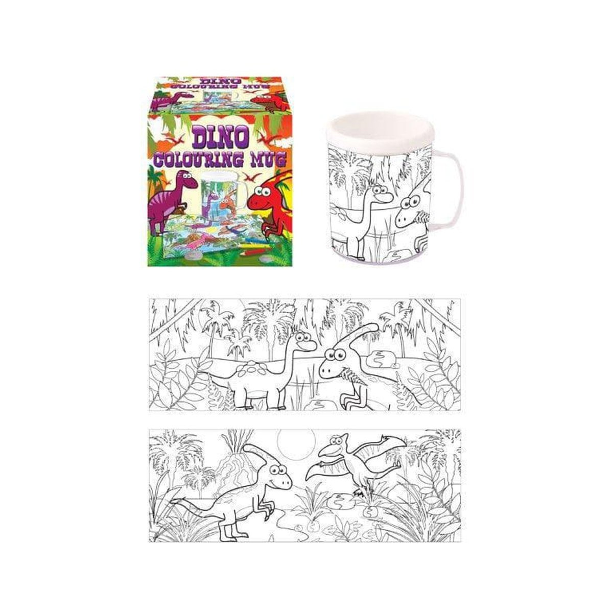 Dinosaur Colouring Mug with 2 Assorted Designs - Kids Party Craft