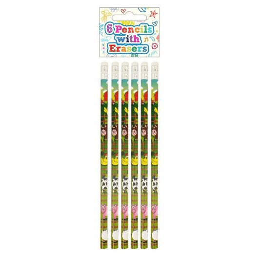 Farm Pencils with Erasers (6 pieces) - Kids Party Craft
