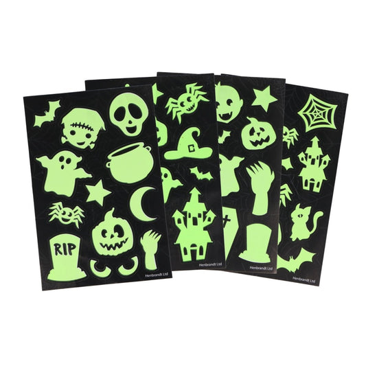 Glow in the Dark Halloween Stickers (10cm x 15cm) - Kids Party Craft