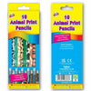 10 Pack Animal Print Pencils - Kids Party Craft