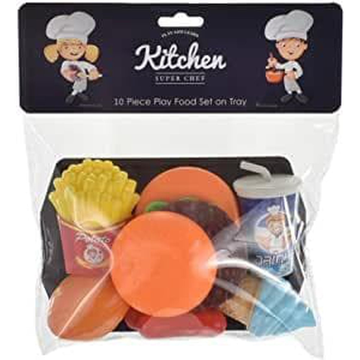 10 Piece Pretend Play Kitchen Toy Food Set with Tray - Kids Party Craft