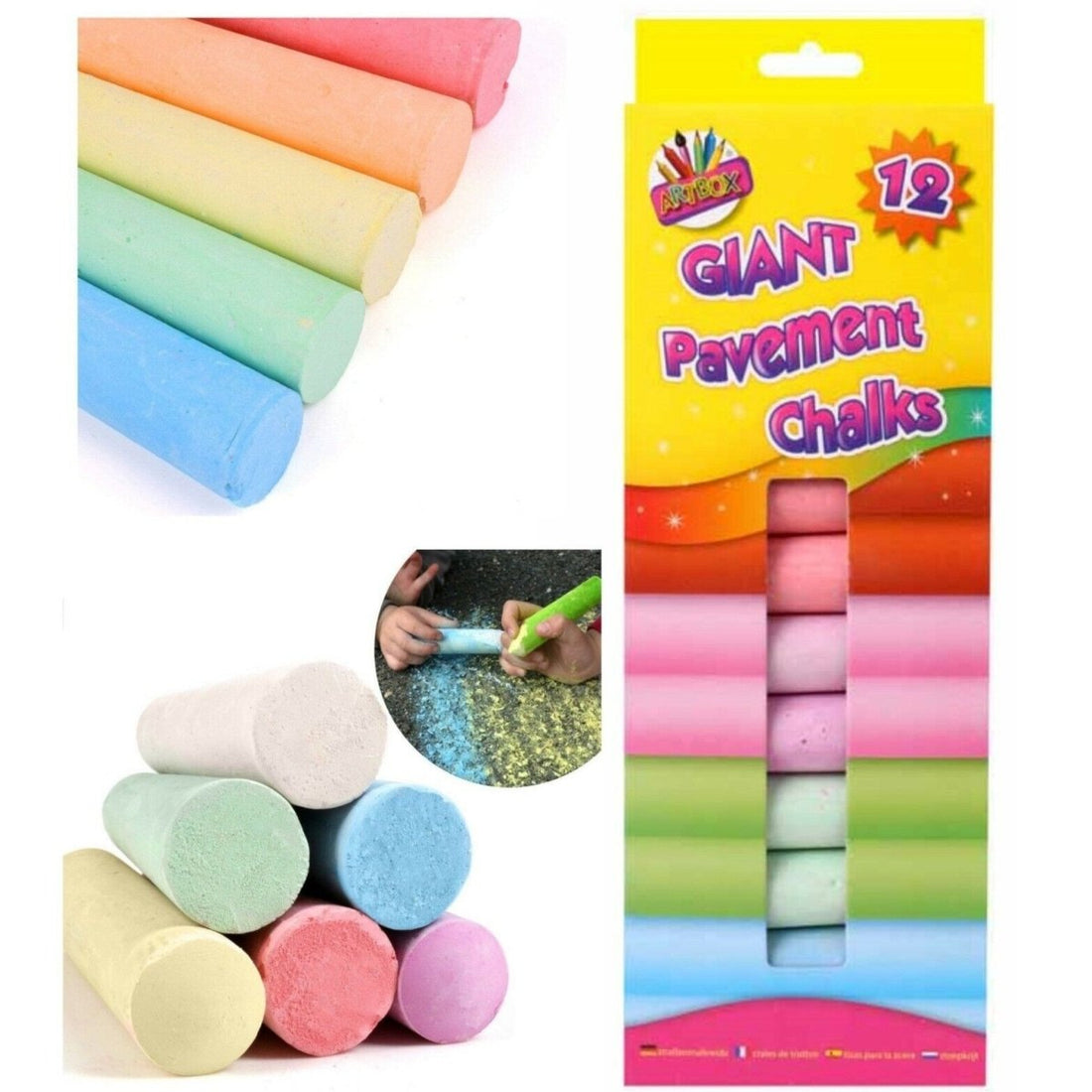 12 Pack Giant Pavement Chalks - Kids Party Craft | Kids Party Craft