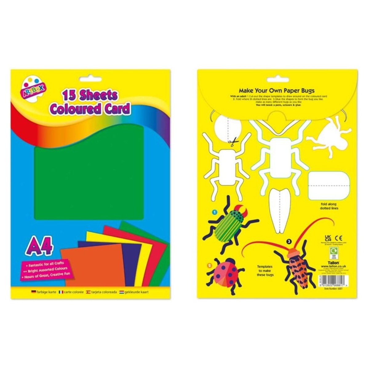 Colour Patterned Craft Card 15 Sheets Coloured Card - Kids Party Craft – KPC