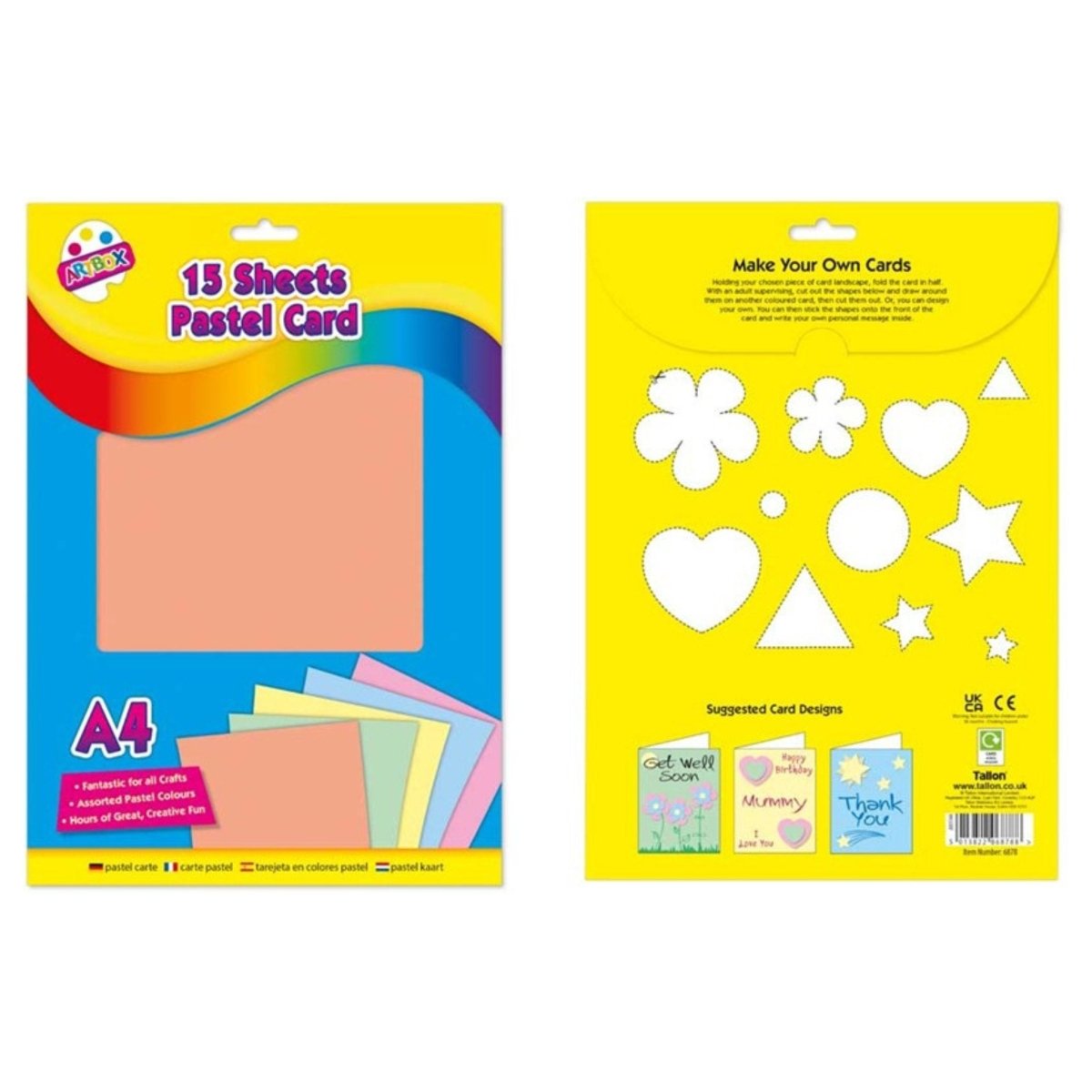 15 Sheets Pastel Card - Kids Party Craft