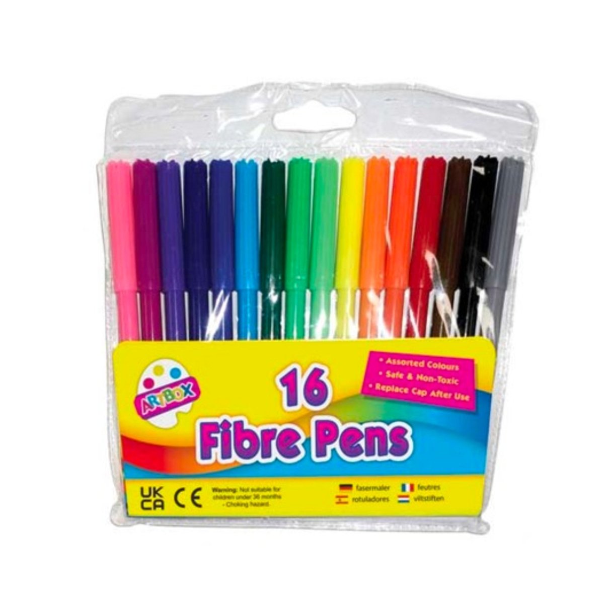 16 Fibre Colouring Pens Set - Kids Party Craft
