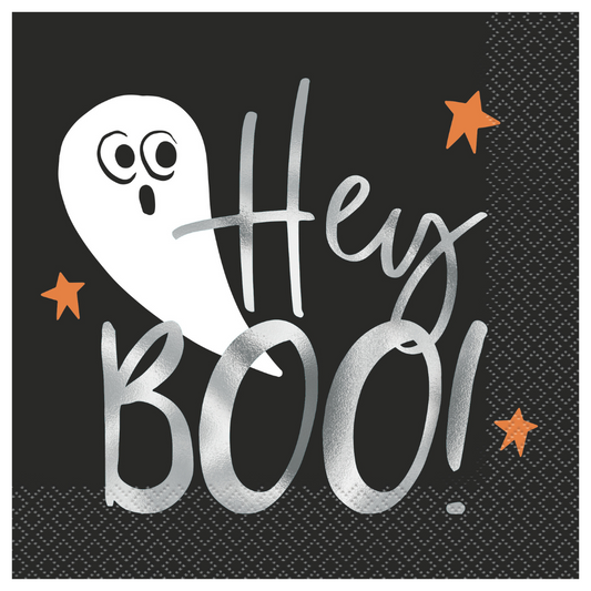 Bats & Boos Halloween "Hey Boo" Luncheon Napkins 16pc - Foil Stamping