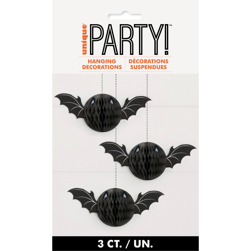 Halloween Bat Honeycomb Hanging Decorations 3pk