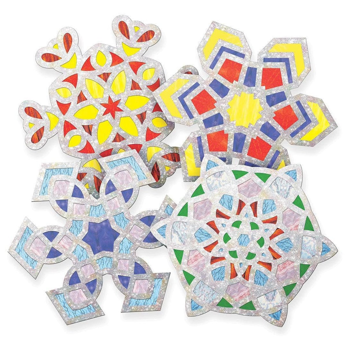 24 Pack Snowflake Stained Glass Frames - Kids Party Craft