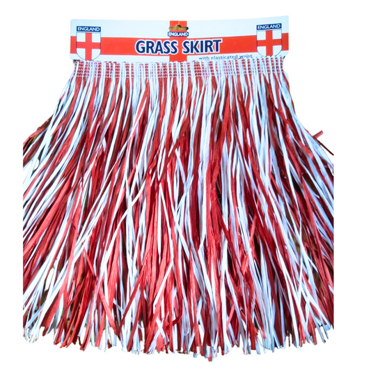 England Lioness Grass Skirt St George Red White Fancy Dress Football Team Party