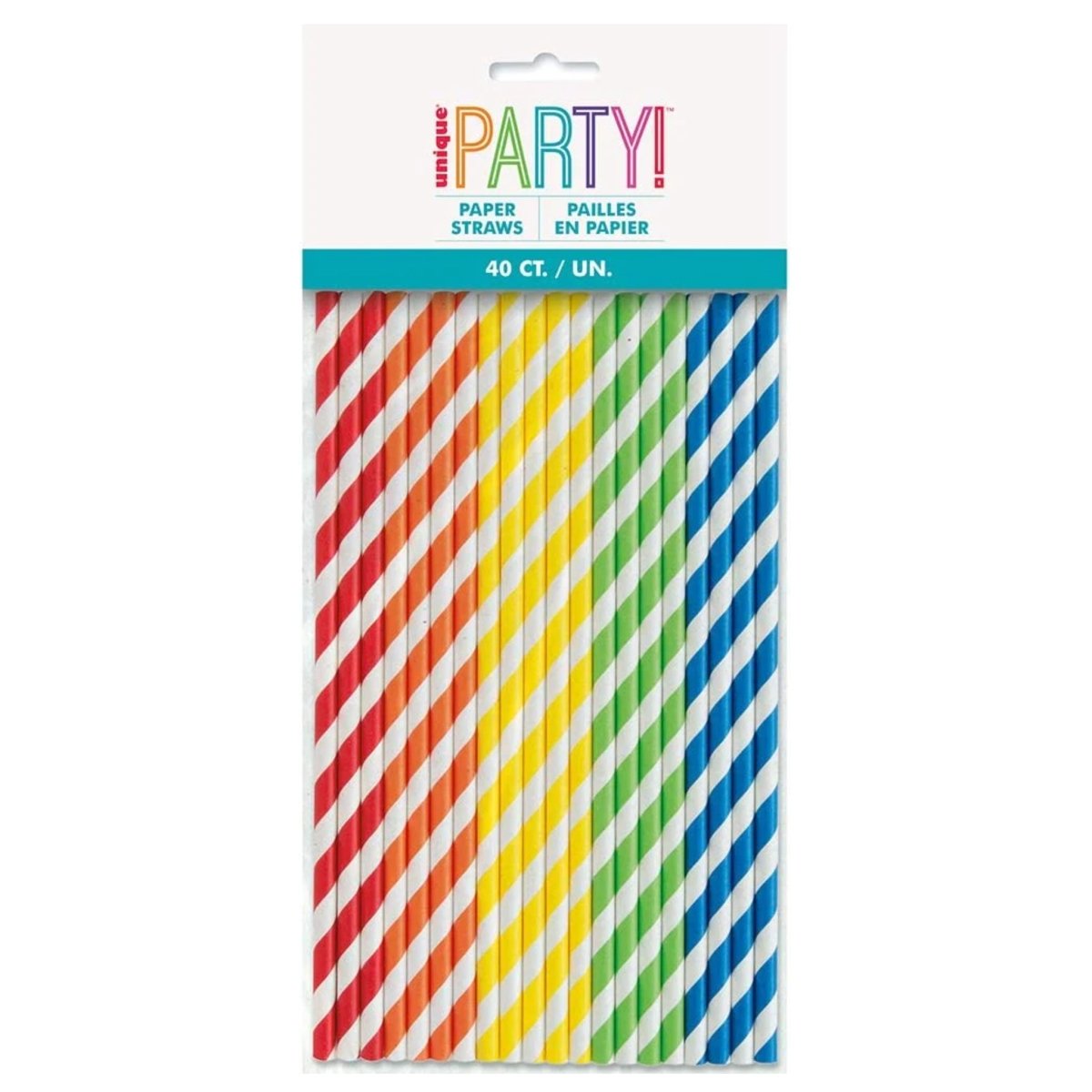40 Pack Multicoloured Paper Straws - Kids Party Craft