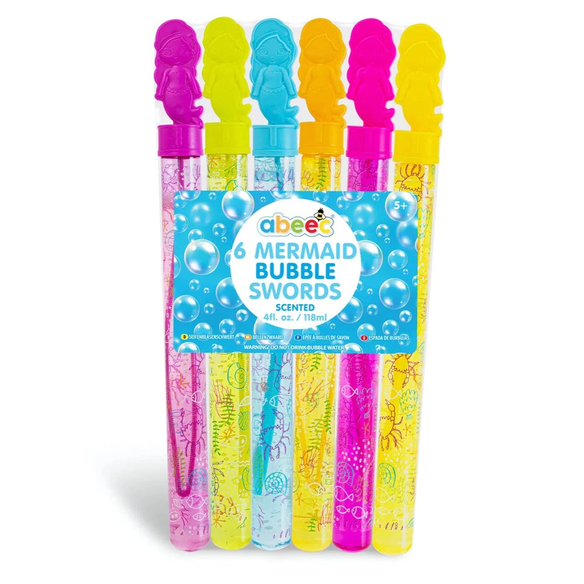5 Pack Large Scented Mermaid Bubble Wands - Kids Party Craft
