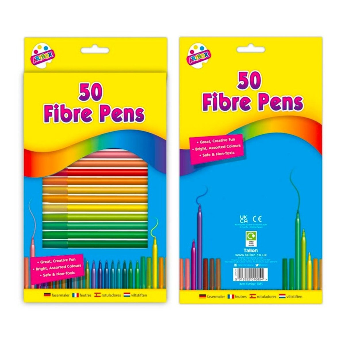 50 Fibre Colouring Pens Set - Kids Party Craft