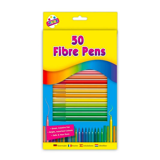 50 Fibre Colouring Pens Set - Kids Party Craft