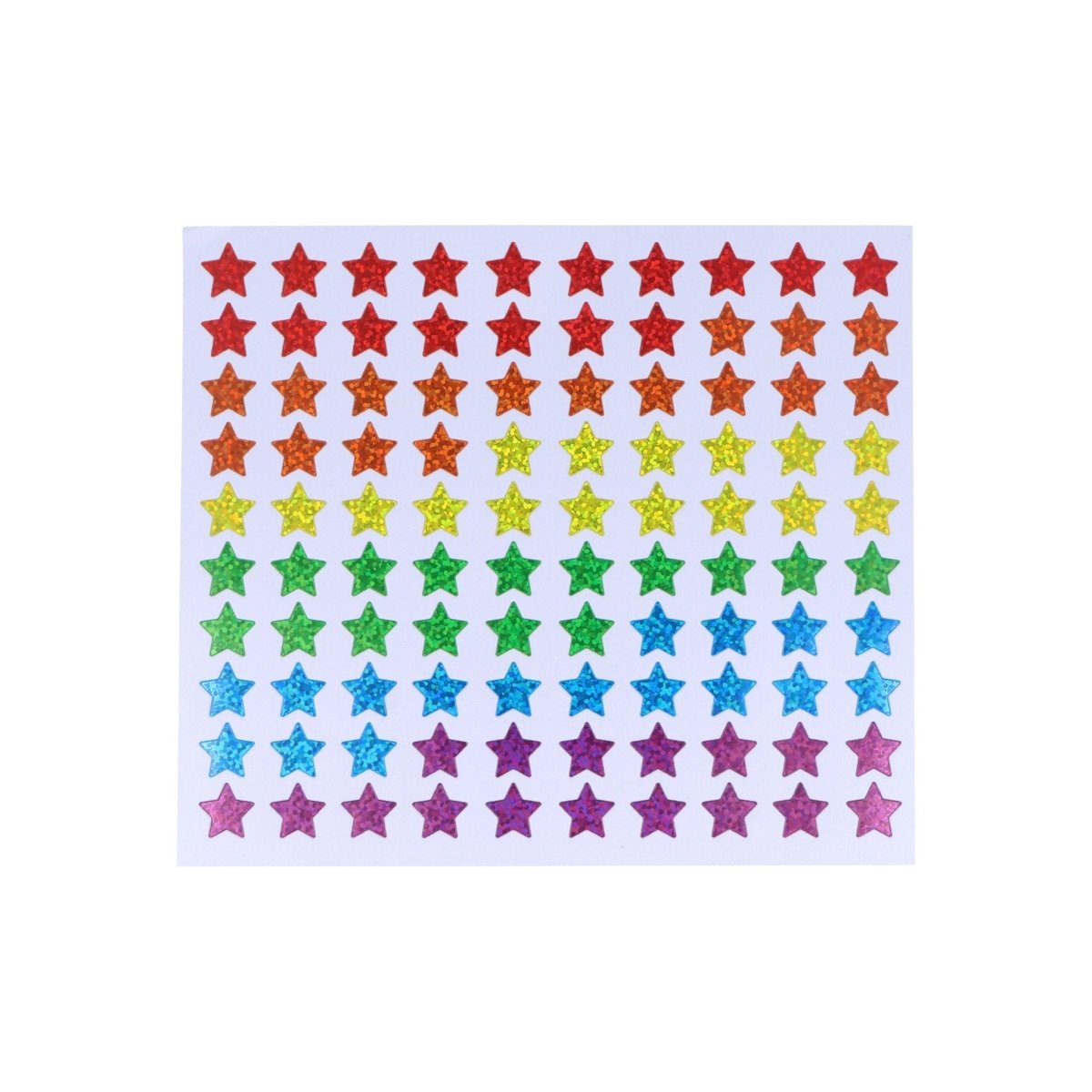 500 Holographic Star Stickers in 6 Assorted Colours – 100pcs per sheet - Kids Party Craft