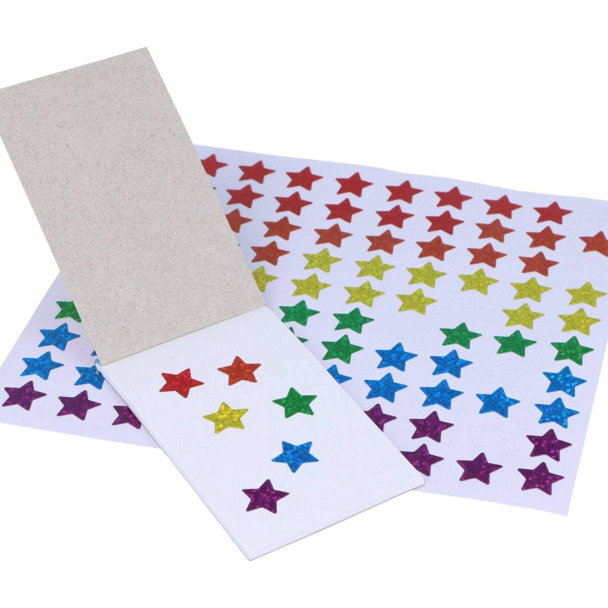 500 Holographic Star Stickers in 6 Assorted Colours – 100pcs per sheet - Kids Party Craft