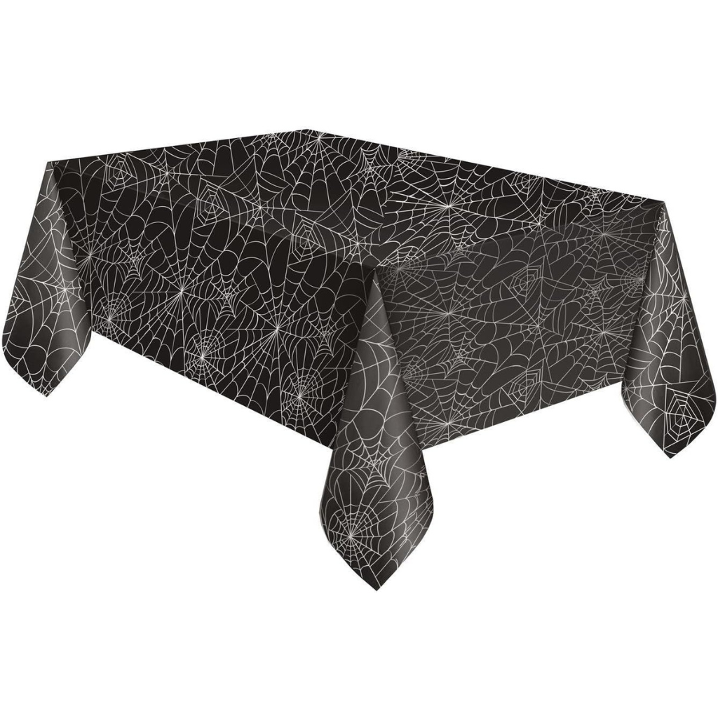 Spider Web Rectangular Plastic Halloween Table Cover 54" x 84"