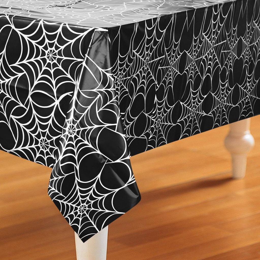 Spider Web Rectangular Plastic Halloween Table Cover 54" x 84"