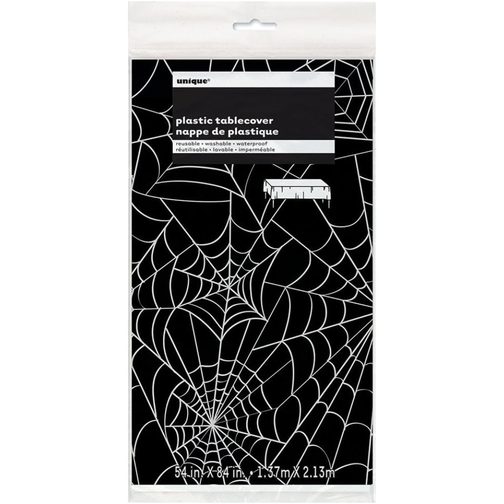 Spider Web Rectangular Plastic Halloween Table Cover 54" x 84"