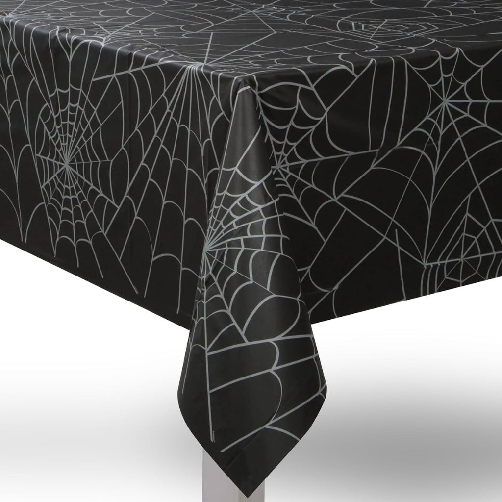 Spider Web Rectangular Plastic Halloween Table Cover 54" x 84"