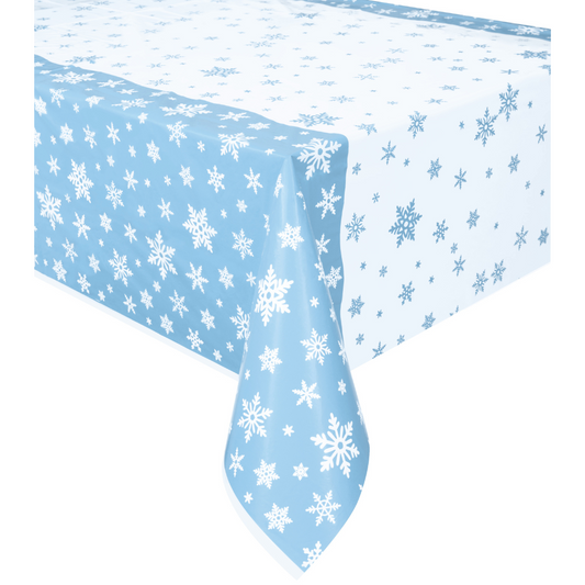 Christmas Snowflakes Plastic Tablecover 54" x 84"