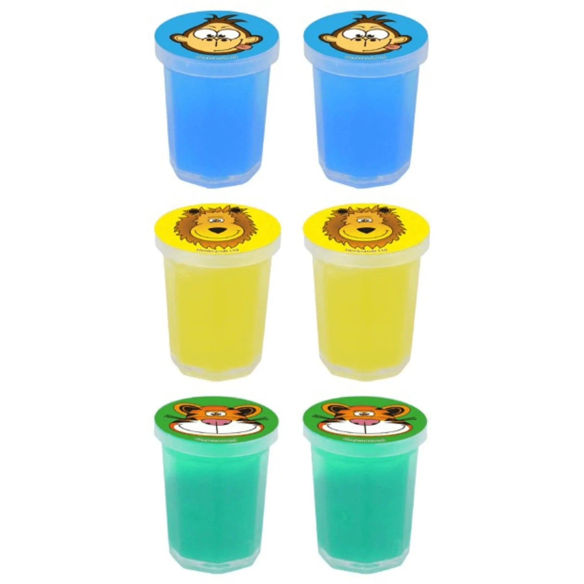6 Pack Of Jungle Animal Mini Slime Tubs - Kids Party Craft