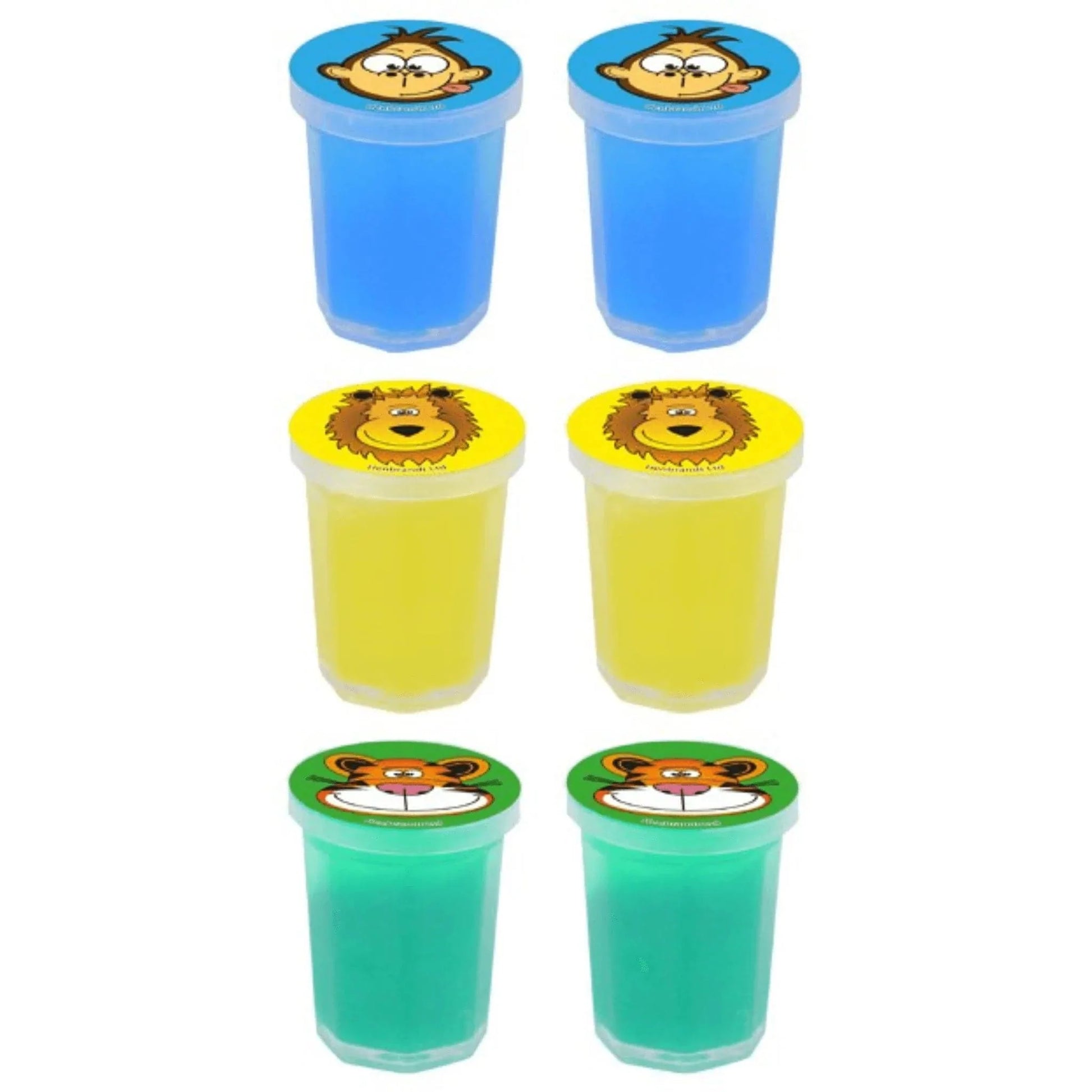 6 Pack Of Jungle Animal Mini Slime Tubs - Kids Party Craft