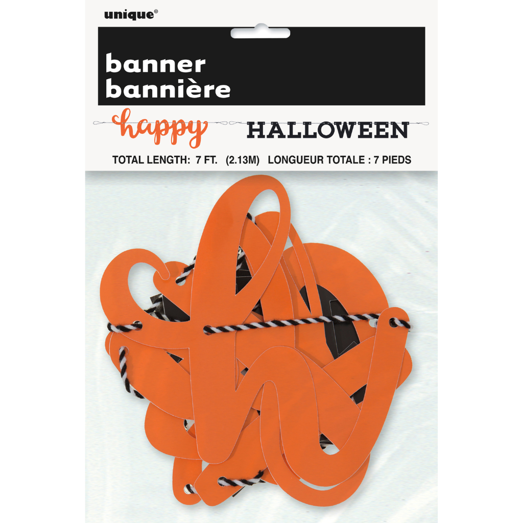 Orange and Black "Happy Halloween" Banner 2pc