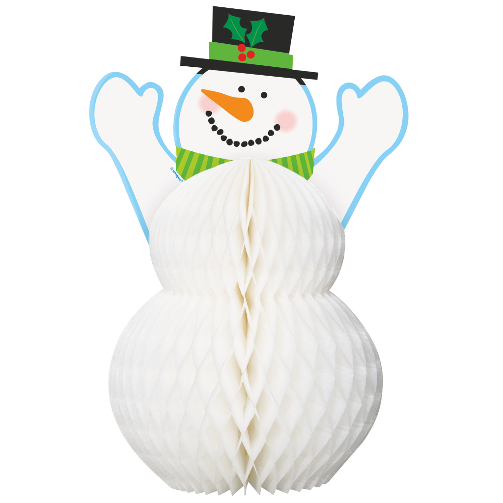 Christmas Snowman Honeycomb Centerpiece 12"