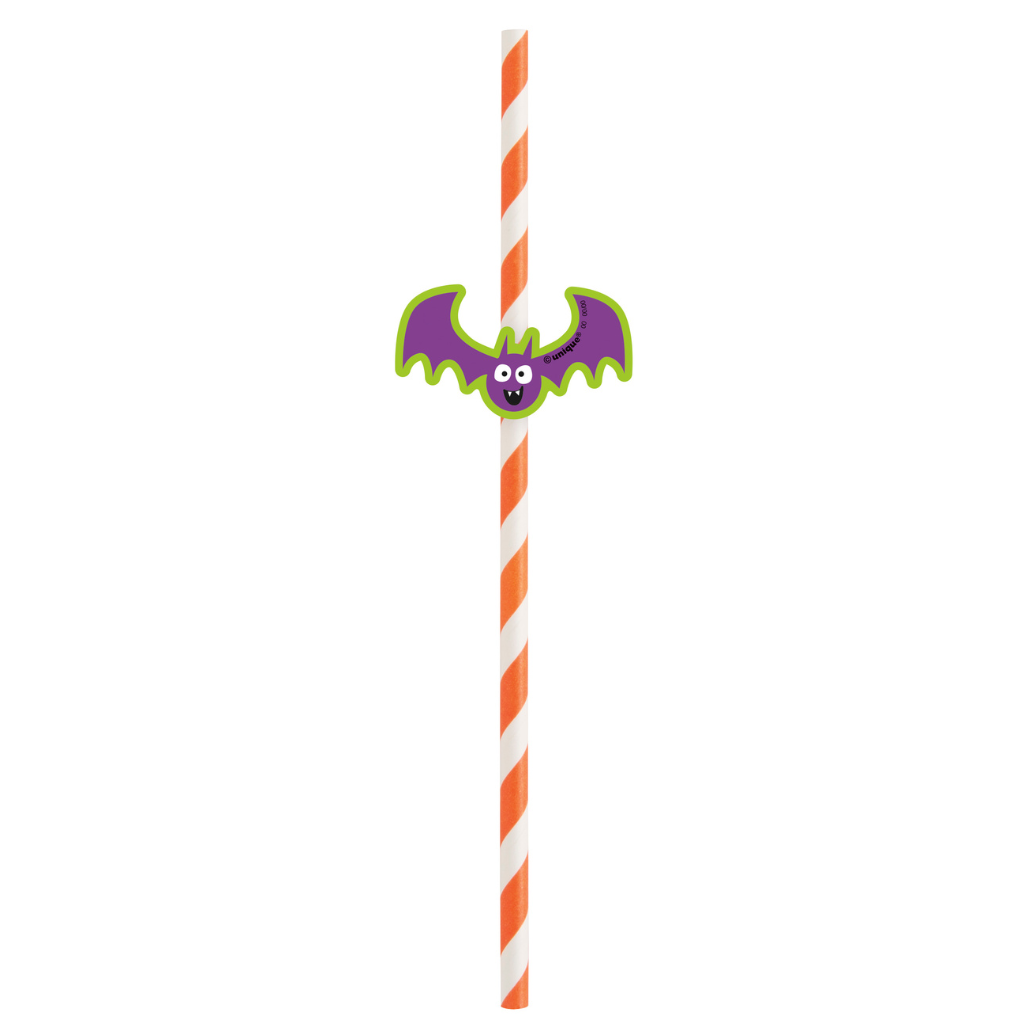 Halloween Decal Striped Paper Straws 8pc