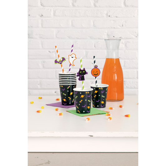 Halloween Decal Striped Paper Straws 8pc