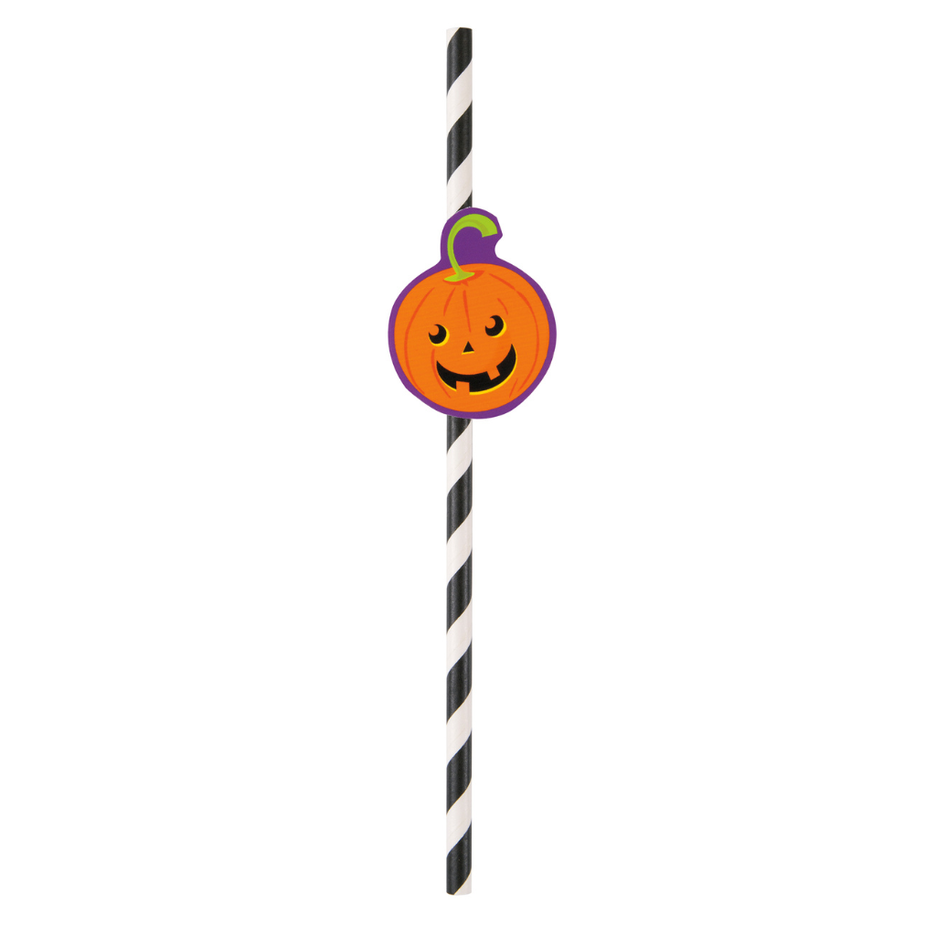 Halloween Decal Striped Paper Straws 8pc