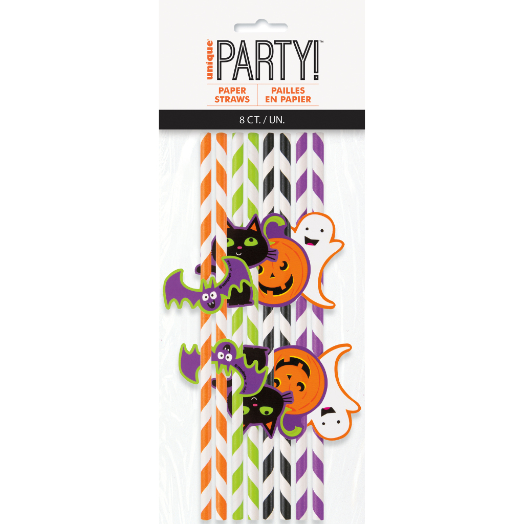 Halloween Decal Striped Paper Straws 8pc