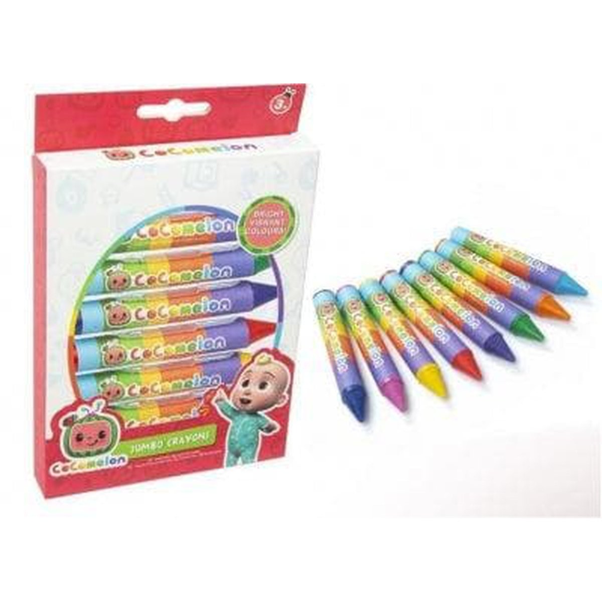 8 Pack Jumbo Cocomelon Wax Crayons - Kids Party Craft