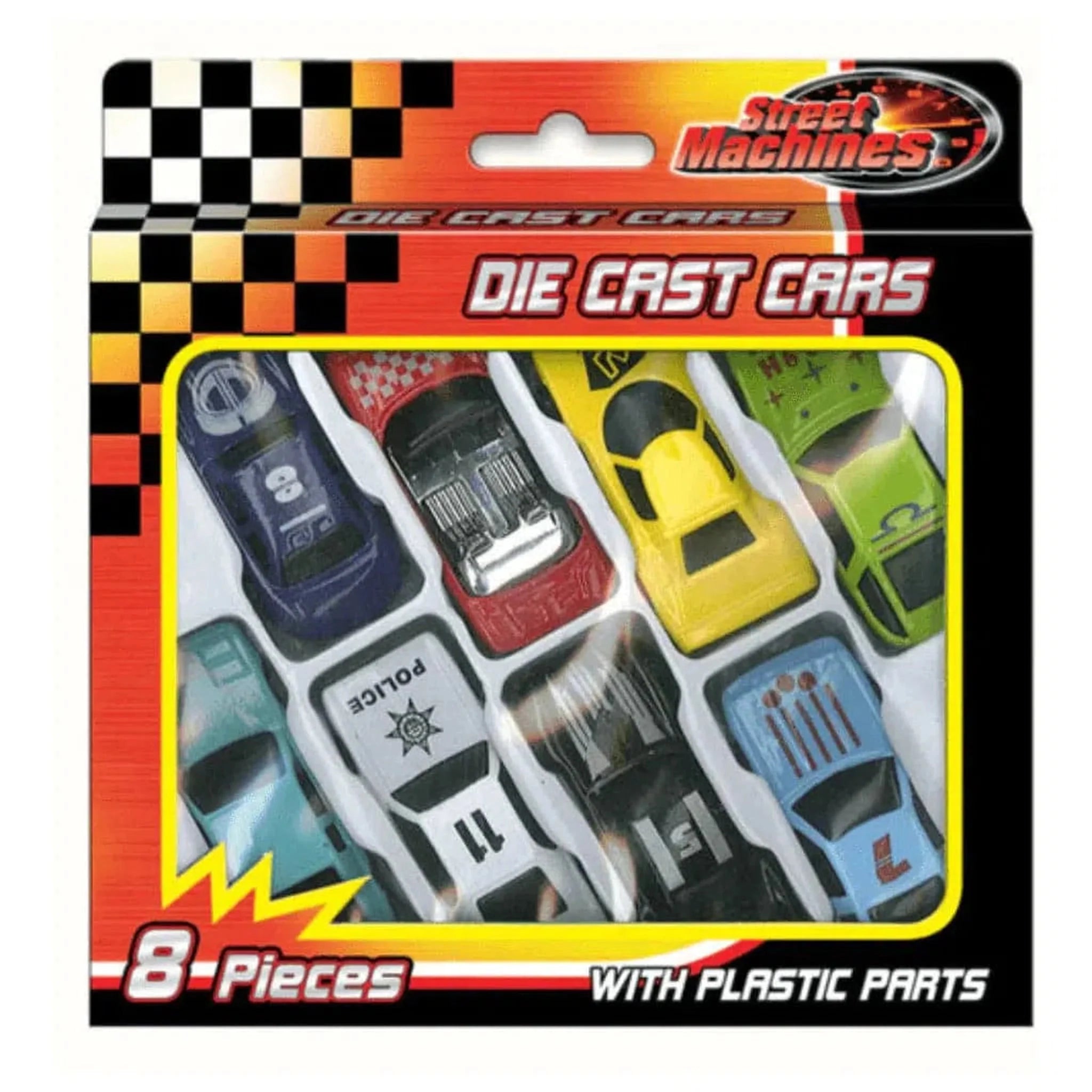 8pc Die Cast Free Wheel Cars Set - Kids Party Craft